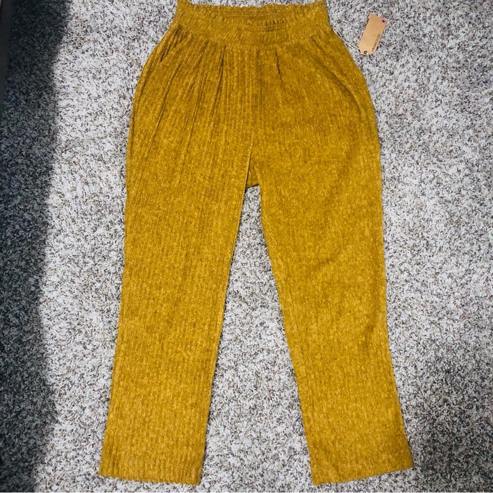 Wanderlux mustard ribbed pull on pants